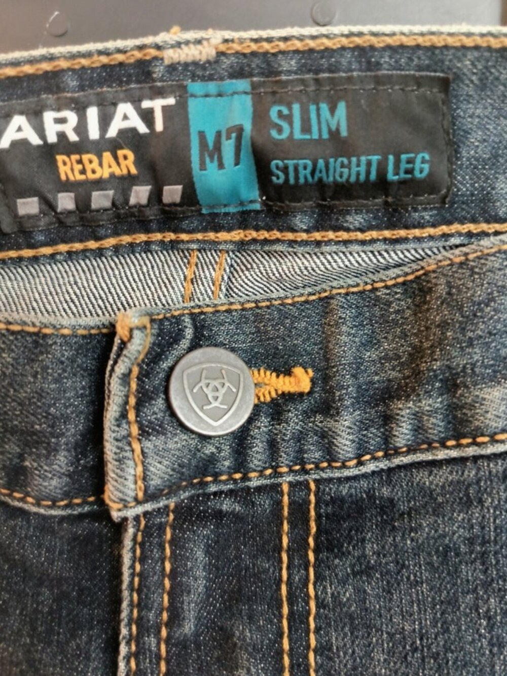 Ariat Work Rebar Durastretch M7 working Straight Leg Blue Denim Jeans 30X32 - Picture 4 of 15